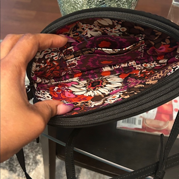 Vera Bradley Black Zebra Pattern small  hand bag with long strap - Picture 5 of 5